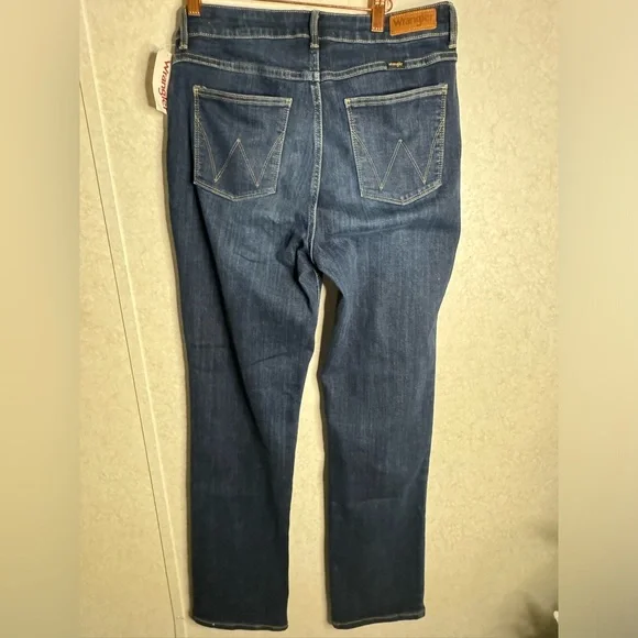 Wrangler NWT Dark Wash Blue Jeans Women’s Western High Rise True Straight 12 32 - Picture 5 of 10